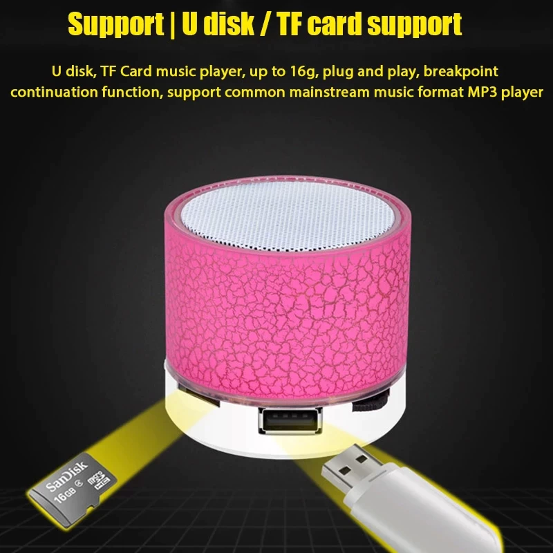 Bluetooth Speaker Mini Wireless Loudspeaker Crack LED TF Card USB Subwoofer Portable MP3 Sound Wireless Speaker for Mobile Phone