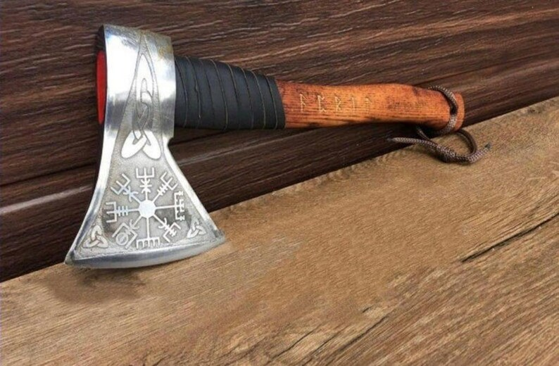 Forged Viking Axe Throwing Carbon Steel Rose Wood Shaft, Viking Bearded Camping Axe, Best Birthday Anniversary Gift For Him,