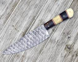 Damascus Steel 10 inch Tracker Knife with Handle for Trekking and camping Free Leather Sheath