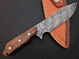 Damascus Hunting Knife, Damascus Fixed Blade Knife, Damascus Gut Hook Knife, Damascus Ka bar Knife Hand Made Knives Gifts For Men USA