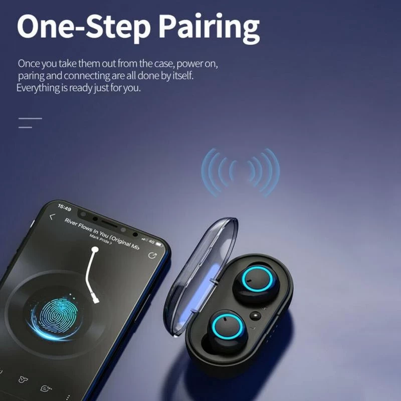 Wireless Bluetooth 5.0 Earphone Touch Control 9D Stereo Headset with Mic Sport Earphones Waterproof Earbuds LED Display
